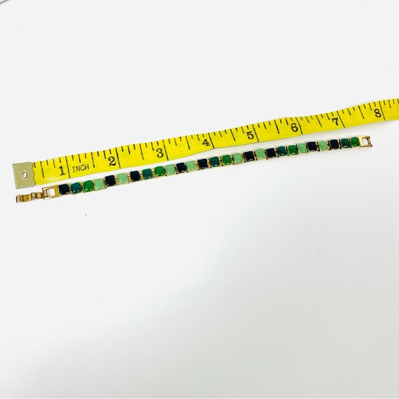 Gold Tone Green & Navy Bracelet - Picture 5 of 5